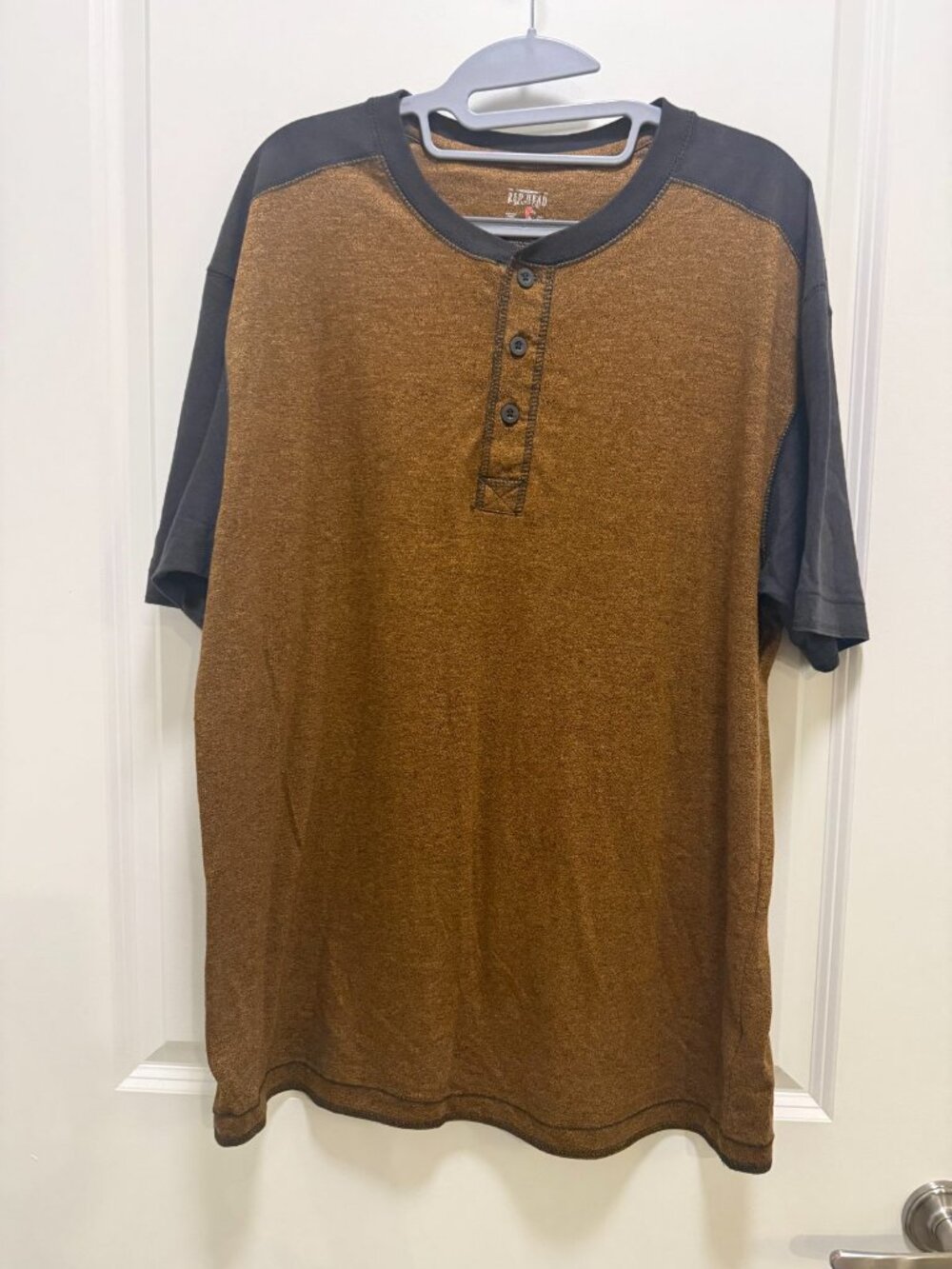 Red Head Brand Co. Brown Colorblock Henley Shirt Men's Sz L